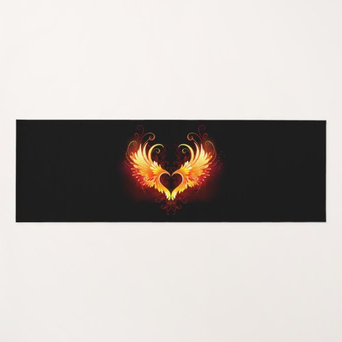 Angel Fire Heart with Wings Yoga Mat