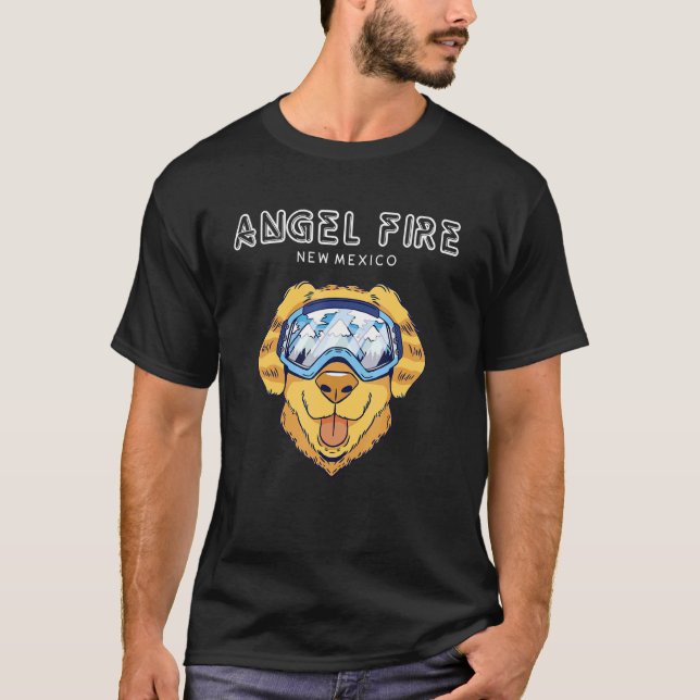 Angel Fire New Mexico - Funny Dog Ski Googles T-Shirt (Front)