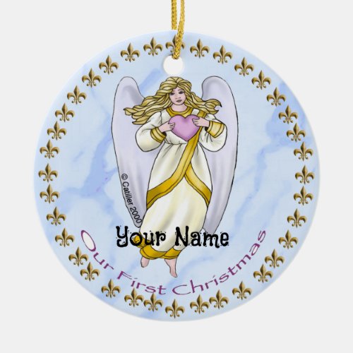 Angel First Christmas Ceramic Ornament