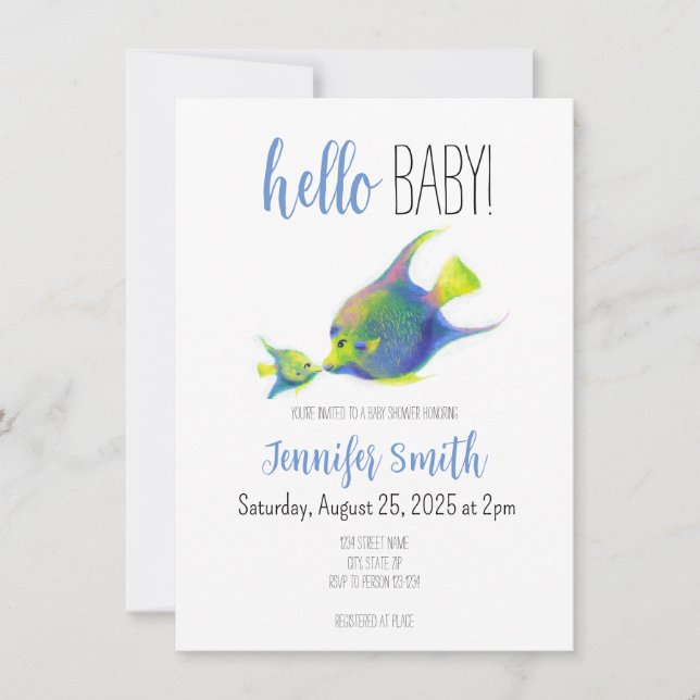 Angel Fish Baby Shower Invitation (Front)