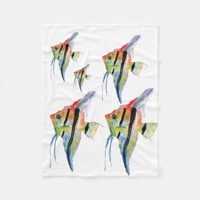Angel Fish  Watercolor Fleece Blanket, Baby (Front)