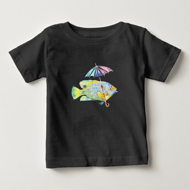Angel Fish With Umbrella Baby T-Shirt (Front)