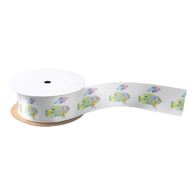 Angel Fish With Umbrella Satin Ribbon (Spool)
