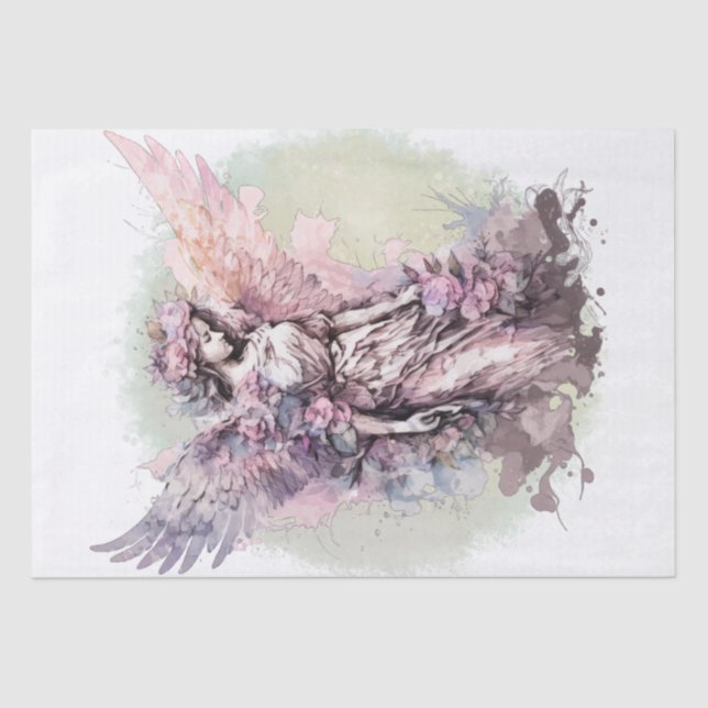 Angel Floral Watercolor Tissue Paper (Front)