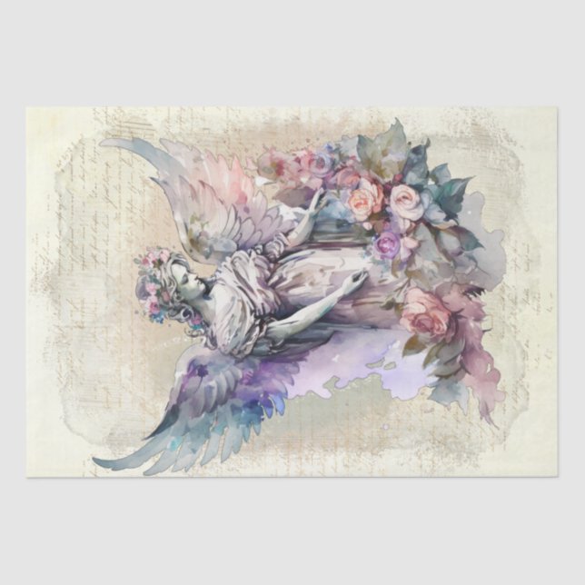 Angel Floral Watercolor Tissue Paper (Front)