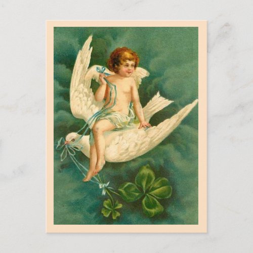 Angel Flying on a Dove _ St Patricks Day Postcard
