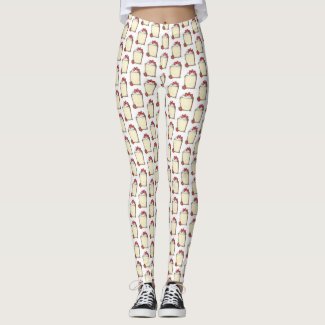 Angel Food Angelfood Cake Slice Strawberry Dessert Leggings