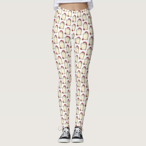 Angel Food Angelfood Cake Slice Strawberry Dessert Leggings