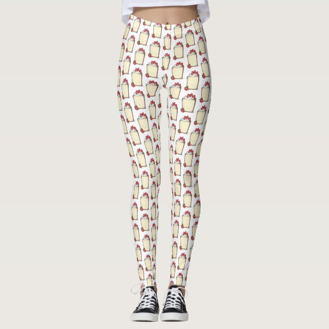 Angel Food Angelfood Cake Slice Strawberry Dessert Leggings (Front)