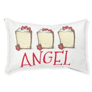ANGEL Food Cake Slice Personalized Strawberry Food Pet Bed