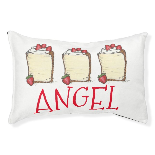 ANGEL Food Cake Slice Personalized Strawberry Food Pet Bed (Front)