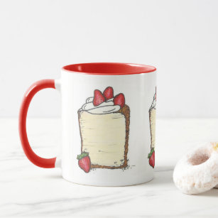 Angel Food Cake Slice Strawberries Dessert Foodie Mug