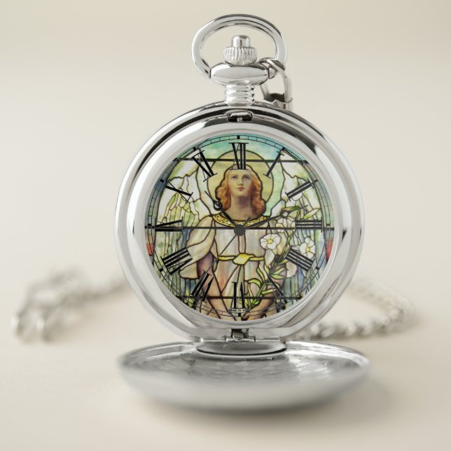 Angel Gabriel stained glass Pocket Watch (Inside)