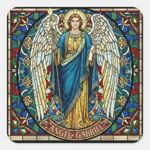 Angel Gabriel Stained Glass Style Archangel Art Square Sticker