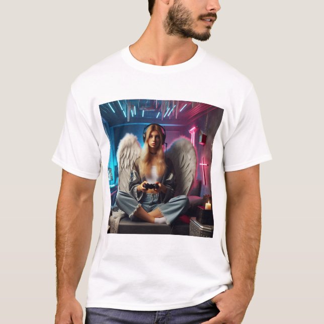 Angel Gamer Girl Christian Haiku T-Shirt (Front)