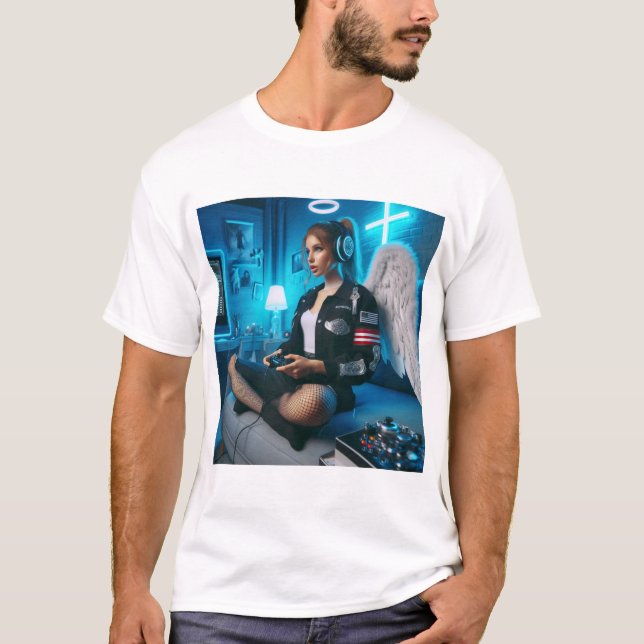 Angel Gamer Girl Christian Haiku T-Shirt (Front)