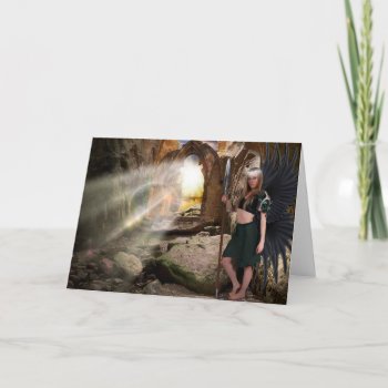 Angel "gatekeeper " Christmas Card by TheInspiredEdge at Zazzle