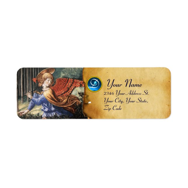 Angel Gathering Flowers in a Heavenly Landscape Label (Front)