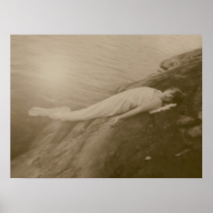 Angel Girl Vintage Sepia Antique Art Poster