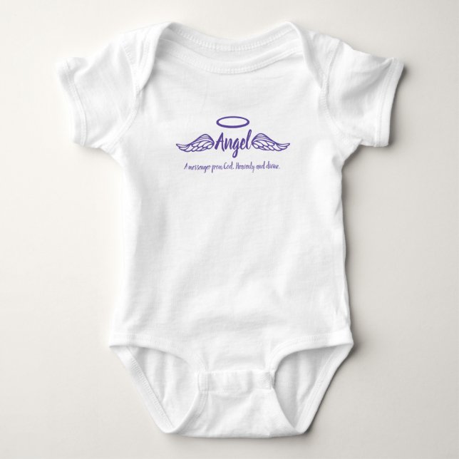 Angel girls name & meaning angel wings purple baby bodysuit (Front)