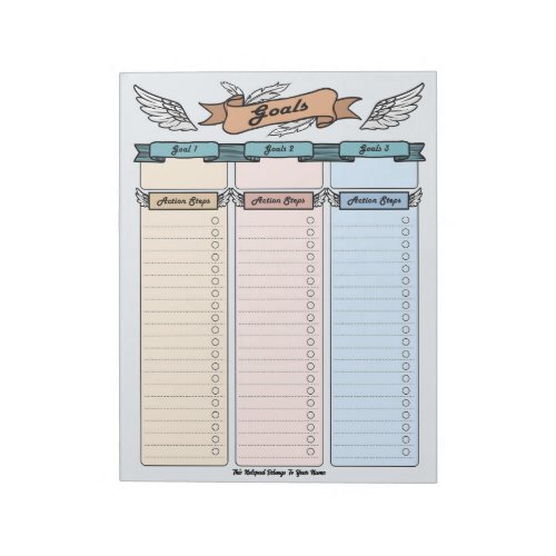 Angel Goal Planner Notepad Personalized