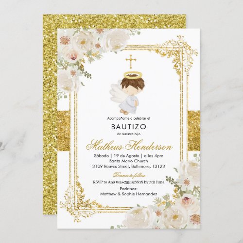 Angel Gold Bautizo Invitation