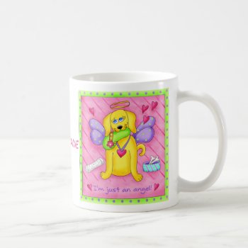 Angel Golden Yellow Dog Name Personalized Coffee Mug by phyllisdobbs at Zazzle