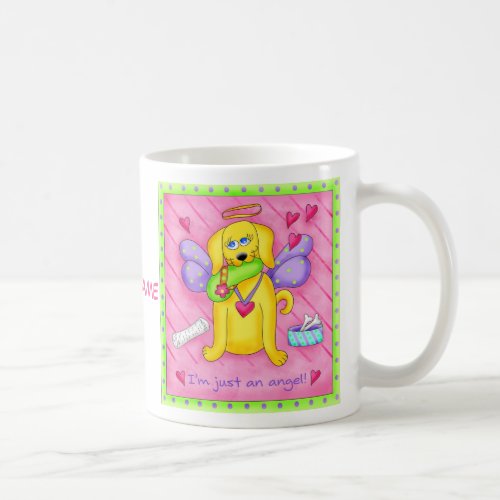 Angel Golden Yellow Dog Name Personalized Coffee Mug