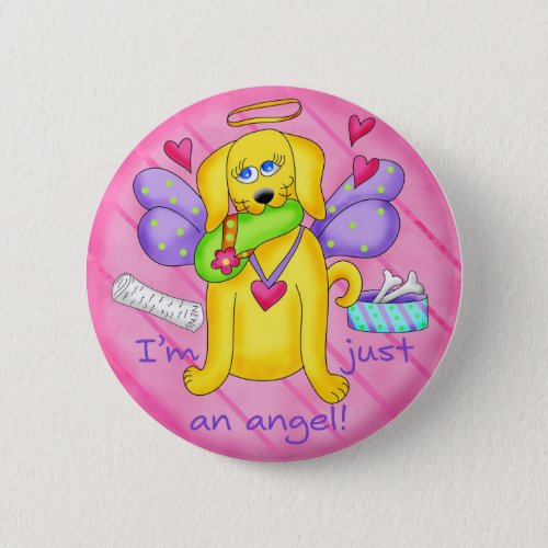 Angel Golden Yellow Dog with Shoe Button