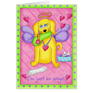 Angel Golden Yellow Dog with Shoe Cards