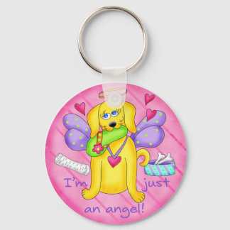 Angel Golden Yellow Dog with Shoe Keychain