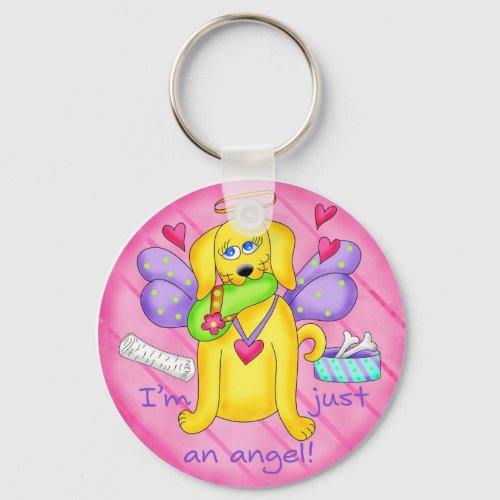 Angel Golden Yellow Dog with Shoe Keychain