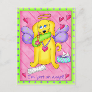 Angel Golden Yellow Dog with Shoe Postcard