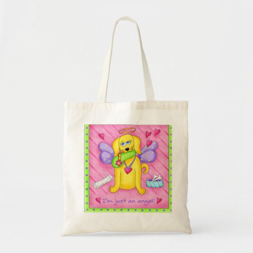 Angel Golden Yellow Dog with Shoe Tote Bag