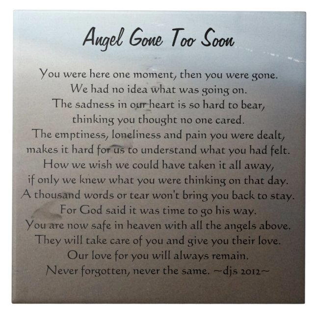 Angel Gone Too Soon Memory Ceramic Tile (Front)