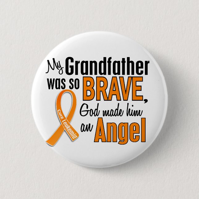 Angel Grandfather Leukemia Button (Front)