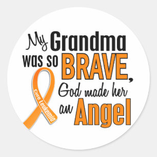 Angel Grandma Leukemia Classic Round Sticker