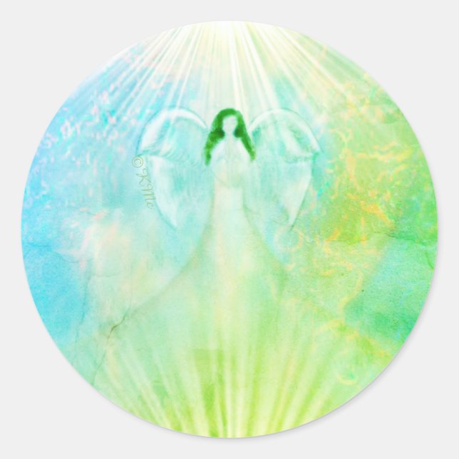 Angel Green Blue Archangel Raphael Stickers (Front)