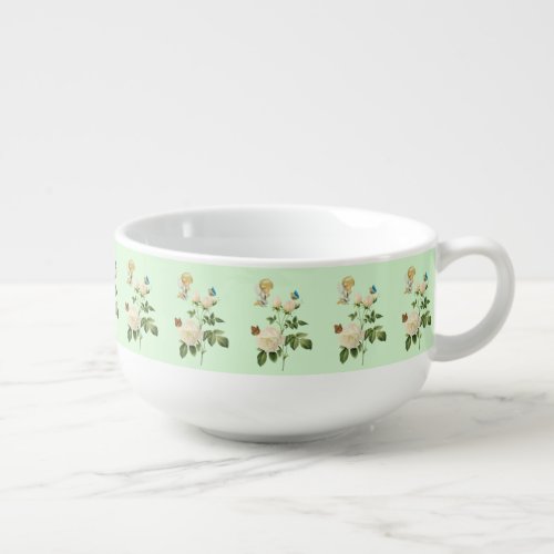 Angel Green Floral Soup Mug