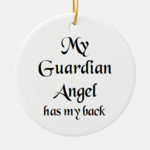 angel guardian has back ceramic ornament