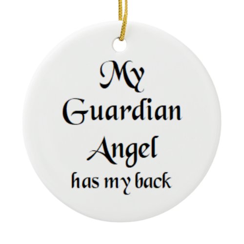 angel guardian has back ceramic ornament