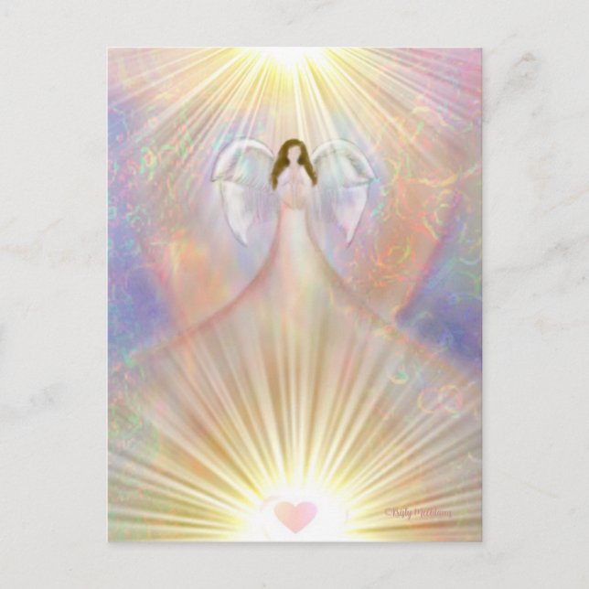 Angel Guardian Praying Wings Watercolor Spiritual Postcard (Front)