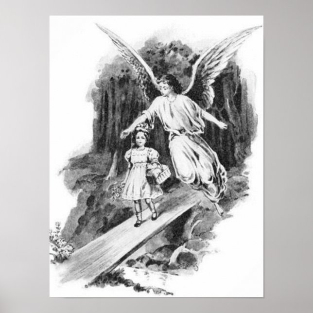 Angel Guarding A Girl Child Poster (Front)