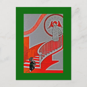 Angel Guarding Child and Teddy Bear Postcard