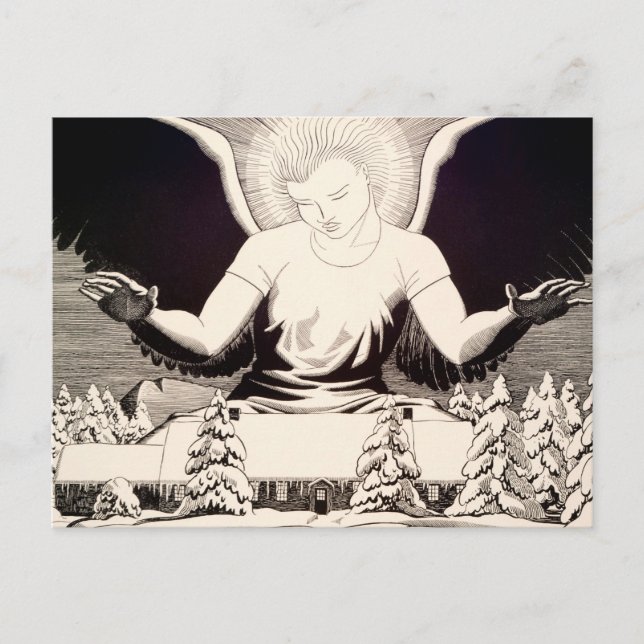 Angel Halo Peace On Earth Religious Snow Winter Postcard (Front)