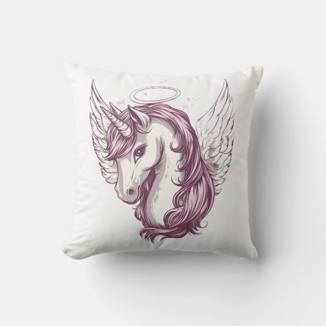 Angel Halo Unicorn (1) Throw Pillow (Front)