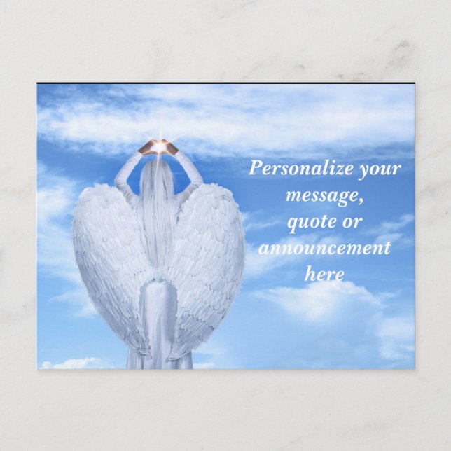 Angel Halo & Wings Personalized Announcement Postcard (Front)
