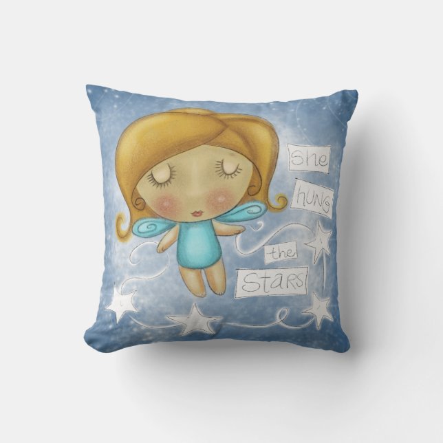 Angel Hangs the Stars Throw Pillow (Front)