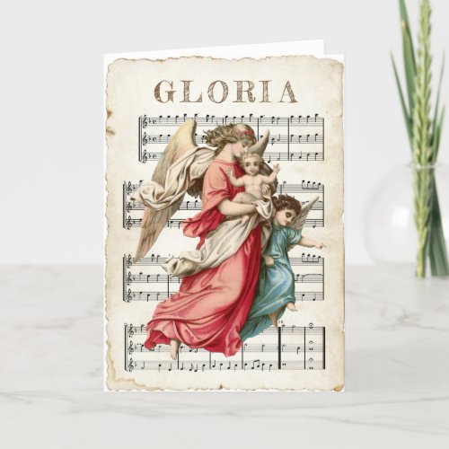 Angel Heard on High Music Christmas Vintage Carol  Holiday Card