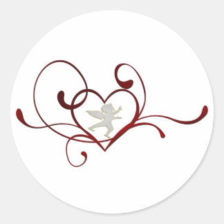Angel heart classic round sticker